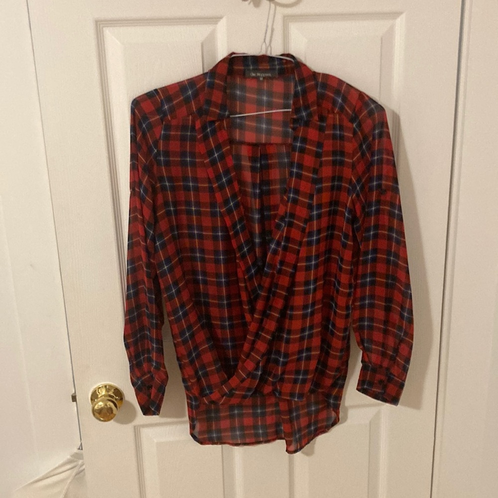 Women’s Red Check Blouse Medium